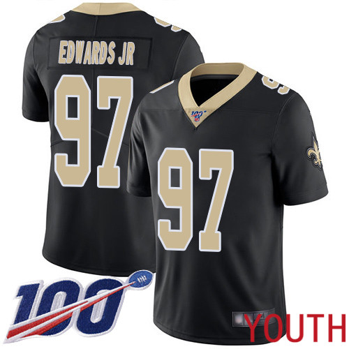 New Orleans Saints Limited Black Youth Mario Edwards Jr Home Jersey NFL Football #97 100th Season Vapor Untouchable Jersey->youth nfl jersey->Youth Jersey